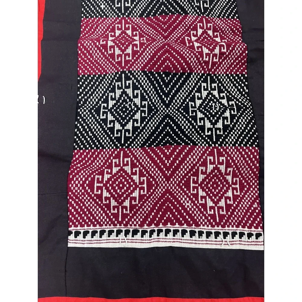 Handwoven Laotian Textile Wall Hanging Black White Red‎ Lao 60